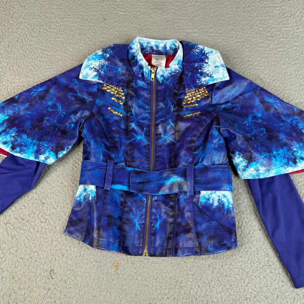 Disney Jacket Kids 7/8 Blue Descendants 2 Evie Isle Lost Studded Faux Leather